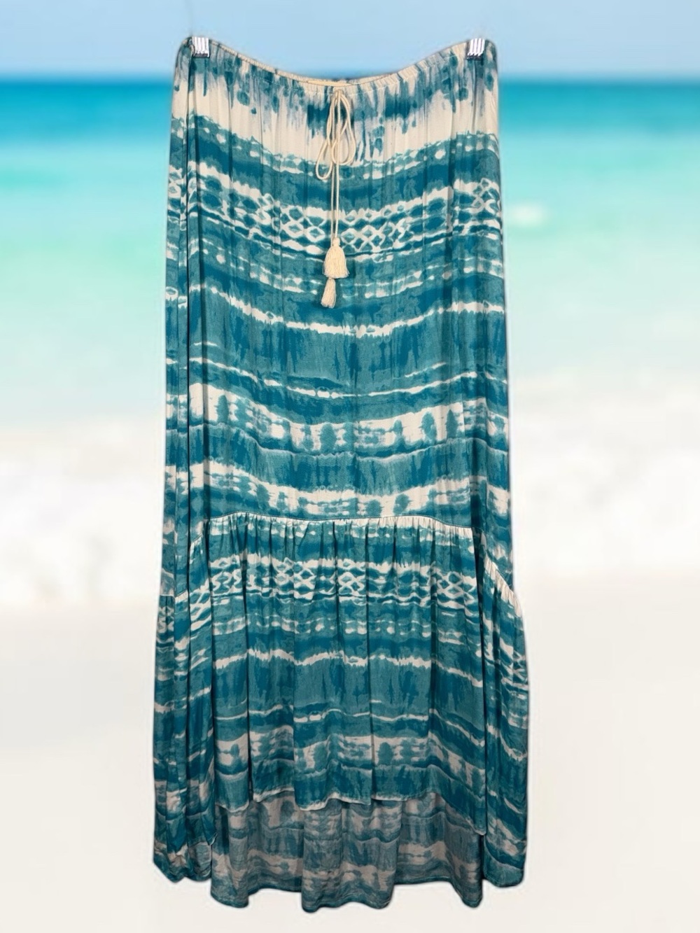 lovestitch Teal and Cream Tie-Dye Maxi Skirt